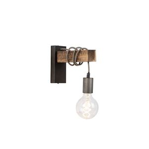 Priemyselná nástenná lampa čierna s drevom - Gallow vyobraziť