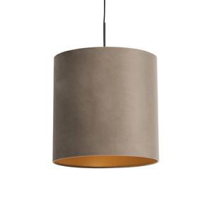 Závesné svietidlo s taupe zamatovým tienidlom so zlatom 40 cm - Combi vyobraziť