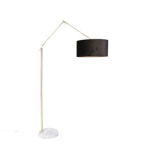 Moderná stojaca lampa zlatý zamatový tienidlo čierna 50 cm - Editor vyobraziť