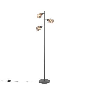 Dizajnová stojaca lampa čierna so zlatom 3-svetlo - Noud vyobraziť