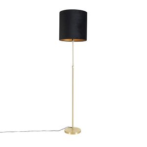 Stojaca lampa zlatá/mosadzná s čiernym zamatovým tienidlom 40/40 cm - Parte vyobraziť