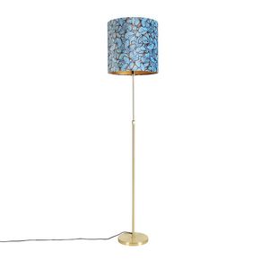Stojaca lampa zlatá/mosadzná s tienidlom z zamatu s motívom motýľov 40/40 cm - Parte vyobraziť