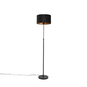 Stojaca lampa čierna s tienidlom z čierneho zamatu so zlatom 35 cm - Parte vyobraziť
