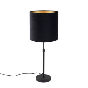 Stolná lampa čierna s čiernym zamatovým tienidlom so zlatom 25 cm - Parte vyobraziť