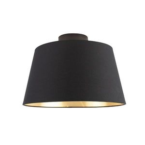 Stropné svietidlo s bavlneným tienidlom čierne so zlatom 32 cm - Combi Black vyobraziť