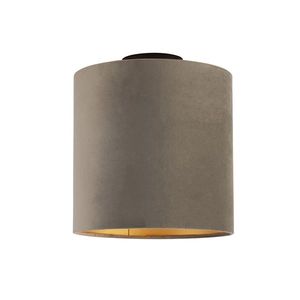 Stropné svietidlo s tienidlom z taupe zamatu so zlatom 25 cm - Combi čierne vyobraziť