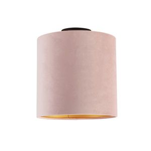 Stropné svietidlo s plyšovým tienidlom staroružové so zlatom 25 cm - Combi Black vyobraziť