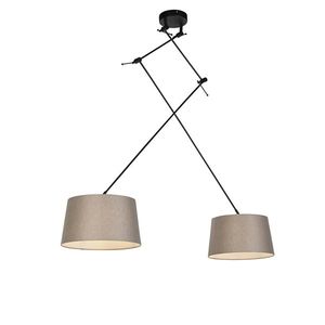 Závesné svietidlo čierne s tienidlami z ľanu taupe 35 cm 2-svetlo - Blitz vyobraziť