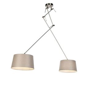 Osvetlenie na závesenie z ocele s tienidlami z ľanového plátna v odtieni taupe 35 cm 2-žiarovkové - Blitz vyobraziť
