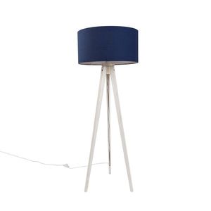 Stojacia lampa s trojnožkou biela s tmavomodrým látkovým tienidlom 50 cm - Tripod Classic vyobraziť