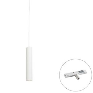 Dizajnové závesné svietidlo biele vrátane adaptéra na koľajnicu 1-fázové - Slimline Tuba Small vyobraziť