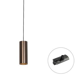 Dizajnové závesné svietidlo tmavý bronz vrátane adaptéra na koľajnicu 1-fázové - Iconic Tubo vyobraziť
