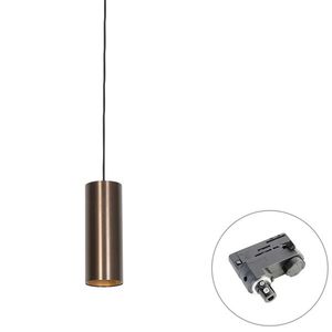 Dizajnové závesné svietidlo tmavý bronz vrátane adaptéru na lištu 3-fázové - 3-fázové Tubo vyobraziť