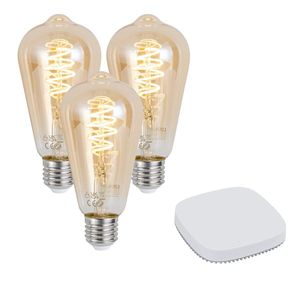 Sada 3 inteligentných stmievateľných LED žiaroviek E27 ST64 4, 9 W 320 lm 2500 K vrátane Zigbee Smart Hub vyobraziť