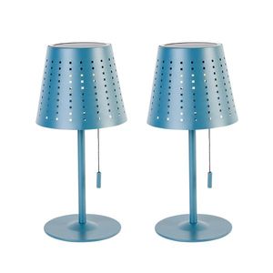 Sada 2 stolových lamp modrých vrátane LED 3-stupňový stmievač nabíjateľné a solárne - Ferre vyobraziť