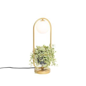 Art Deco stolná lampa zlatá s bielym sklom - Isabella vyobraziť