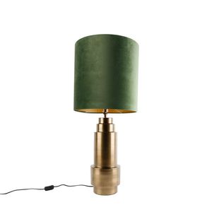 Stolová lampa Bronzový zamatový tienidlo zelená so zlatom 40 cm - Bruut vyobraziť