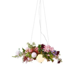 Bohemian závesná lampa čierna s farebnými kvetmi červená a ružová - Flower Power vyobraziť