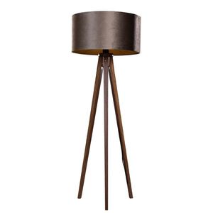 Stojacia lampa na troch nohách z orechového dreva s hnedým zamatovým tienidlom 50 cm - Tripod Classic vyobraziť