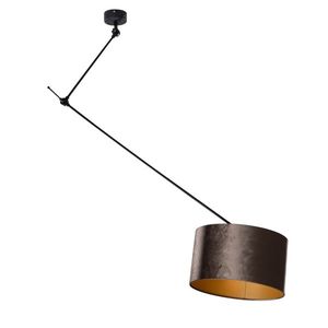 Závesná lampa čierna so zamatovým tienidlom hnedá 35cm - Blitz vyobraziť