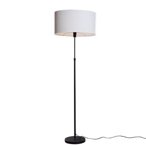 Stojacia lampa čierna s oválnym ľanovým tienidlom bielym 50 cm - Parte vyobraziť