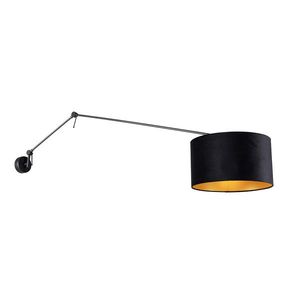 Nástenná lampa čierna s čiernym zamatovým tienidlom 35 cm nastaviteľná - Blitz vyobraziť