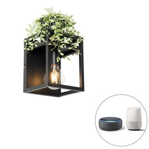 Inteligentná nástenná lampa čierna s poličkou vrátane Wifi G95 - Cage Rack vyobraziť