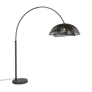 Orientálna oblúková lampa čierna bambusová - Pua vyobraziť