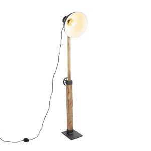 Priemyselná stojaca lampa tmavosivá s mangovým drevom - Mangoes vyobraziť