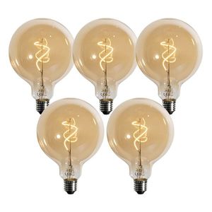 Sada 5 stmievateľných LED žiaroviek E27 so špirálovým vláknom zlatá G125 4W 270 lm 2700K vyobraziť