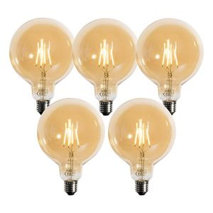 Sada 5 stmievateľných LED žiaroviek E27 zlatá G125 4, 9W 450 lm 2200K vyobraziť