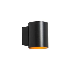 Nástenná lampa čierna so zlatým okrúhlym tvarom - Sola vyobraziť