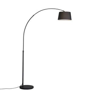 Moderná oblúková lampa čierna s čiernym textilným tienidlom - Arc Basic vyobraziť