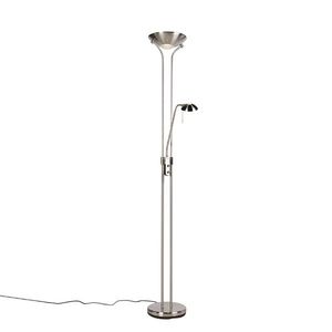 Oceľová stojaca lampa s lampou na čítanie vrátane LED a stmievača - Diva 2 vyobraziť