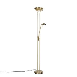 Stojaca lampa zlatá s lampou na čítanie vrátane LED a stmievača - Diva 2 vyobraziť