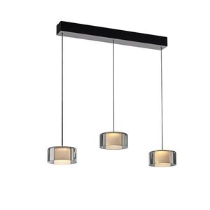 Závesná lampa čierna s dymovým sklom vrátane LED 3-svetiel Easylift - Rika vyobraziť