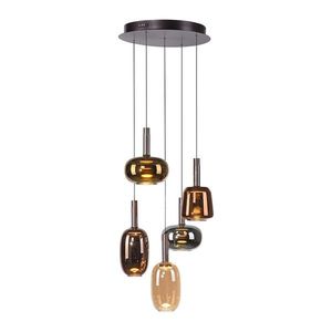 Závesná lampa čierna s viacfarebným sklom okrúhla vrátane LED 6-svetiel Easylift - Irides vyobraziť