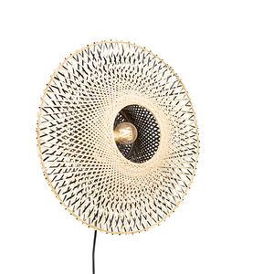 Orientálna nástenná lampa bambus 50 cm so zástrčkou - Rina vyobraziť