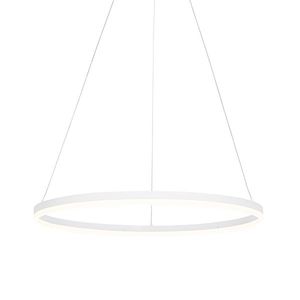 Dizajnové závesné svietidlo biele 80 cm vrátane LED 3-stupňové stmievateľné - Anello vyobraziť