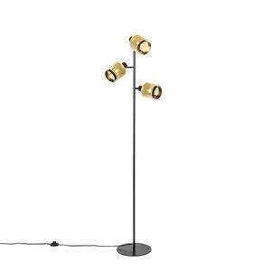 Priemyselná stojaca lampa čierna so zlatom 3-svetlo - Kayden vyobraziť
