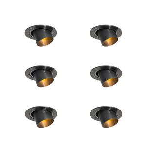 Sada 6 zapustených bodových svetiel Gunmetal GU10 35 mm okrúhle, naklápacie - Installa vyobraziť