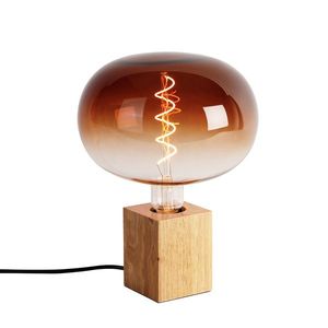 Rustikálna stolná lampa drevo prírodné vrátane LED G220 - Bloc vyobraziť
