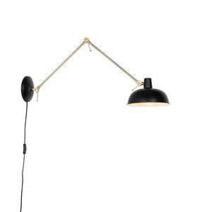 Retrová nástenná lampa čierna s bronzom - Milou vyobraziť