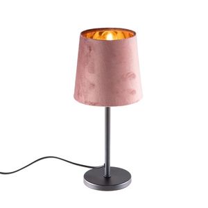 Moderne tafellamp zwart met roze kap - Lakitu vyobraziť