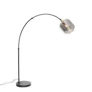 Inteligentná oblúková stojaca lampa čierna so zlatom a dymovým sklom vrátane WiFi G95 - Zuzanna vyobraziť