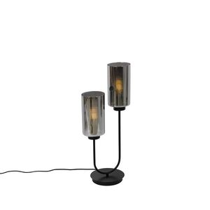 Inteligentná stolná lampa čierna s dymovým sklom 2-svetlá vrátane 2 Wifi ST64 - Laura vyobraziť