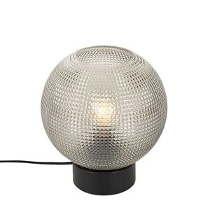 Dizajnová stolná lampa čierna s dymovým sklom - Chico vyobraziť