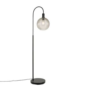 Dizajnová stojaca lampa čierna s dymovým sklom - Chico vyobraziť