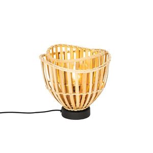 Orientálna stolná lampa čierna s prírodným bambusom - Pua vyobraziť
