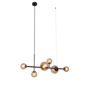 Hotelová elegantná závesná lampa tmavý bronz s bronzovým sklom 6-svetiel - Monaco vyobraziť